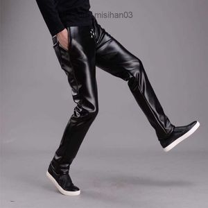 Pantalons pour hommes printemps et été pantalons en cuir pour hommes taille haute élastique léger décontracté pantalon en cuir PU pantalon en cuir mince Z230801