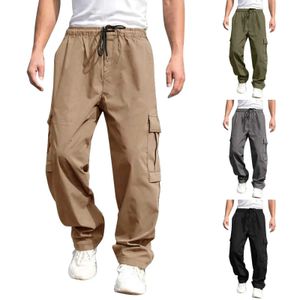 Pantalones para hombres Pantalones casuales para hombres de primavera y verano pantalones de trabajo jóvenes con múltiples bolsillos y pantalones de pierna recta Y240422