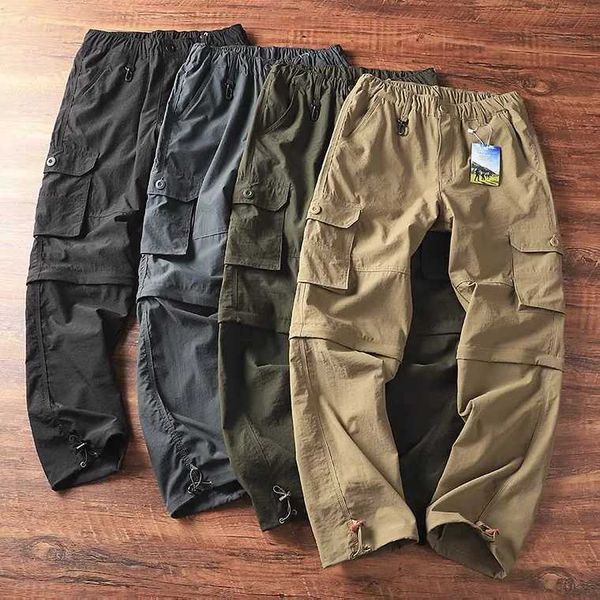 Pantalon pour hommes printemps et estime mince pipe droite décontractée plusieurs vêtements de travail détachables à cinq points shorts Trendl2404