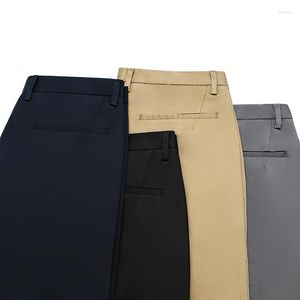 Pantalon homme printemps automne 2023 hommes affaires classique Simple coton Stretch ajusté droit taille haute Smart pantalon décontracté