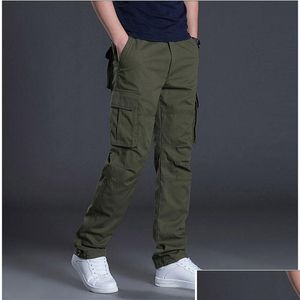 Pantalons pour hommes Printemps Automne Pantalon cargo Casual Hommes Baggy Regar Pantalon en coton Mâle Combat Tactique MTI Poches Drop Livraison Vêtements Dhegk