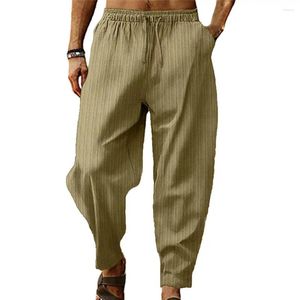 Pantalon pour hommes printemps automne décontracté couleurs de couleur de mode à cramps à crampons élastiques pantalon rayé pantalon pantalon de réconfort en vrac