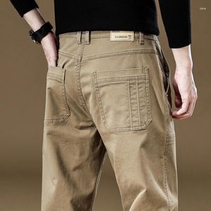 Pantalones de hombre primavera otoño algodón grueso Color sólido Ropa de Trabajo pantalón Casual gris pantalones anchos coreanos Jogger tamaño masculino 29-36