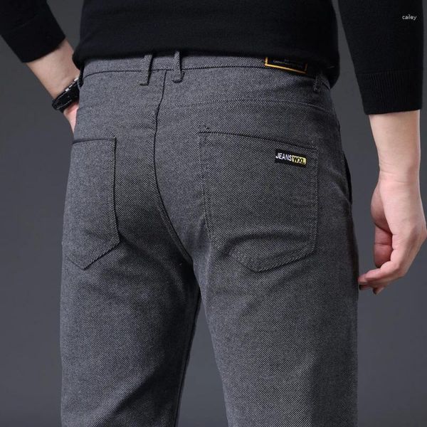 Pantalones para hombre, diseño de primavera y otoño, pantalones informales ajustados de algodón, pantalones rectos, moda masculina, elásticos, de negocios, de talla grande 38