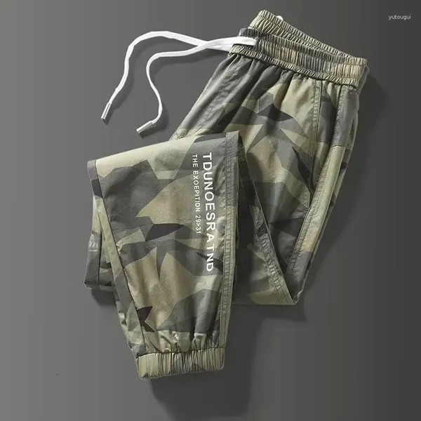 Pantalon homme printemps automne élastique taille haute lettre Camouflage imprimé poches chemise Harlan lanterne pantalon de sport décontracté