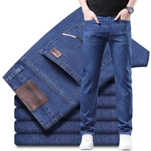 Herenbroek Leer Spring herfstmode Mannen verliezen rechte lichtgewicht jeans hoge kwaliteit stretch broek katoen denim klassiek merk broek S2452411