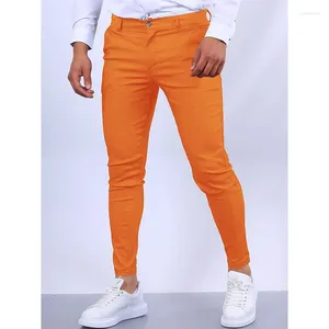 Pantalon pour hommes printemps automne couleur masculine solide mince cargo homme fashion mode simple pantalon crayon tout-correspondant pantalon pantalon