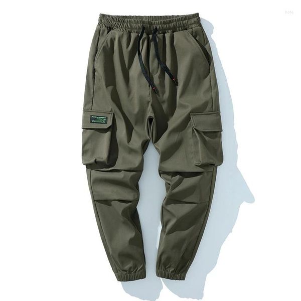 Pantalones de hombre Primavera otoño Hombres Bolsillos de carga High Street Wear Cool Safari Style Loose Fashion Korea Army Green