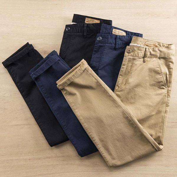 Pantalones de hombre primavera otoño hombres finos transpirables Stright Fit pantalones trabajo Chino moda Streetwear 2021