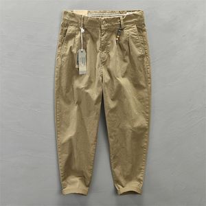 Pantalons pour hommes printemps automne pur coton hommes Cargo Style coréen mâle décontracté ceinture ample taille moyenne homme pantalon grande taille 29 36 220826