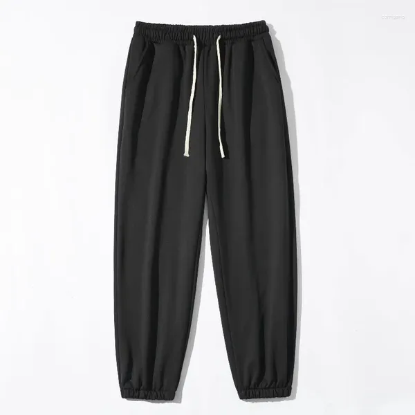 Pantalones de hombre primavera otoño bolsillos sólidos vendaje elástico cintura alta Casual suelto atado Harun Lantern pantalones deportivos Oficina señora