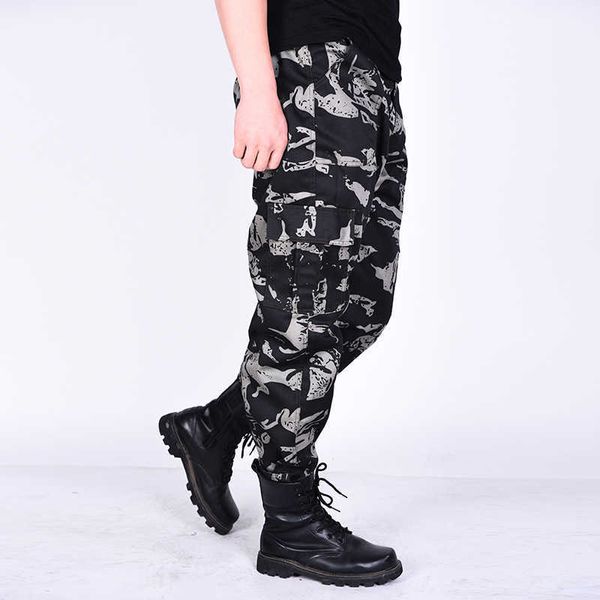 Men's Pants Pantalones de carga militares de moda para hombre de marca de primavera, pantalones holgados con múltiples bolsillos para hombre, pantalones casuales, monos, pantalones de camuflaje para hombre de algodón W0414