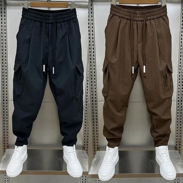 Pantalones de hombre informales de primavera versión coreana monos de pana de Color sólido tendencia de pierna ancha de calle pantalones masculinos combinables de talla grande