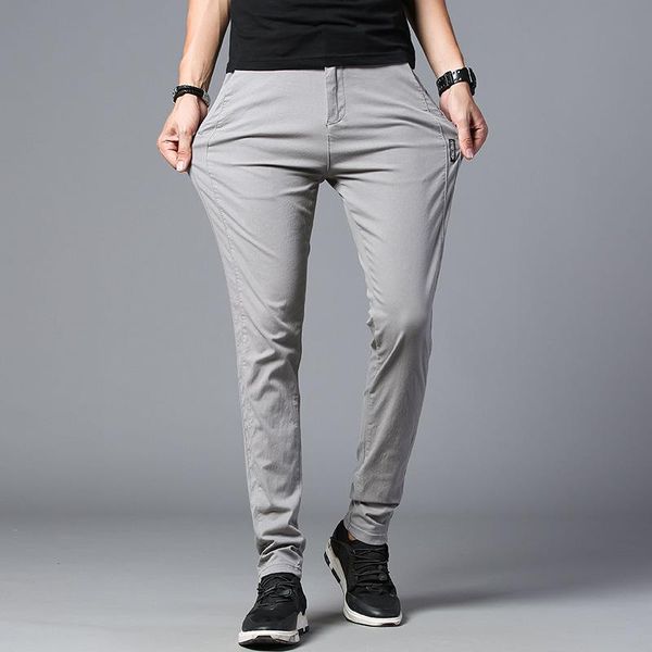 Pantalons pour hommes printemps décontracté hommes coton Slim pantalon droit mode affaires Design solide gris noir grande taille 38