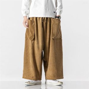 Pantalon masculin printemps japonais en velours côtelé large masculine masculine décontracté en vrac straitement mâle plus taille longue cargo