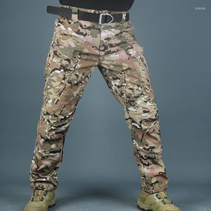 Herenbroek Leer mannen Casual ladingbroeken Multi-pocket Tactische herfst Camouflage Militair