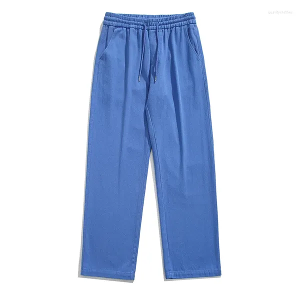 Pantalons pour hommes printemps surdimensionné coton hommes taille élastique jambe droite mode coréenne rue pantalons décontractés bas mâle grande taille