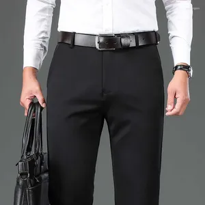 Pantalones para hombres traje de primavera negros inteligentes casuales azul marino azul gris negocio elástico formal recto pantalones largos
