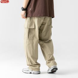 Pantalones para hombres Primavera Verano 2023 Multi Pocket Cargo Casual Color Sólido Recto Baggy Pierna ancha Hombres 230906