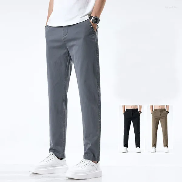 Pantalones para hombres primavera de verano negocio casual en forma recta pantalones estiramiento de estilo coreano pantalones de carga de trabajo masculino hombre