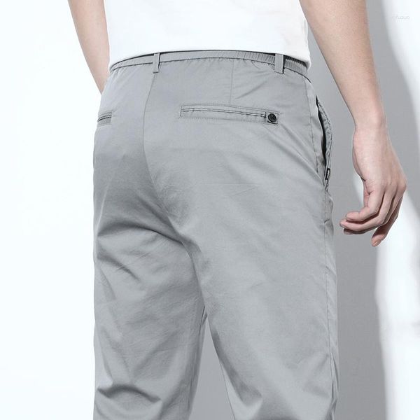 Pantalones para hombres primavera verano de hielo casual tela de seda fresca tendencia cómoda