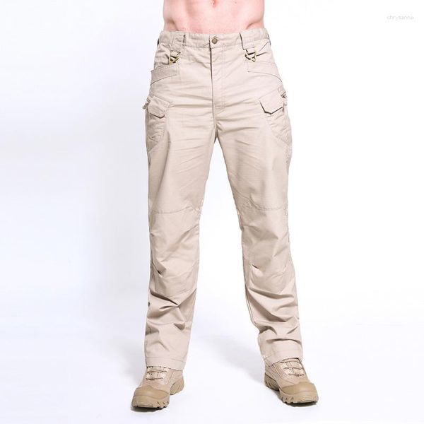 Pantalones de hombres primavera verano casual múltiples bolsas tácticas deportes deportivos joggers de elásticos pantalones rectos de la cintura s-5xl