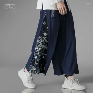 Pantalones para hombres Primavera Verano Vestido tradicional chino Talla grande Ancho para hombres Ropa de gran tamaño Tai Chi Vintage Patchwork Noveno