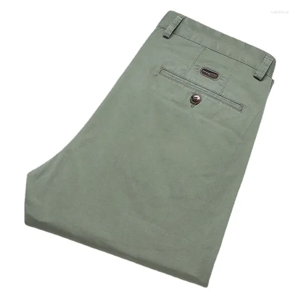 Pantalons pour hommes printemps été coton décontracté vêtements pour hommes droit affaires vert noir kaki pantalon homme marque 2024