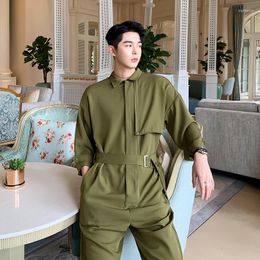 Pantalon homme printemps été combinaison hommes Tid marque décontracté manches courtes élégant Cargo armée vert salopette cheville longueur barboteuse pantalon