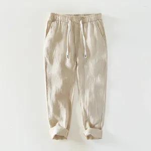 Pantalon pour hommes printemps été lin décontracté tube droit séchage rapide cône frais mince lâche jour cravate vintage