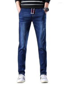 Herenbroek lente zomer heren jeans gemonteerd recht lichtgewicht klassieke zakelijke zakelijke casual high taille dunne rek