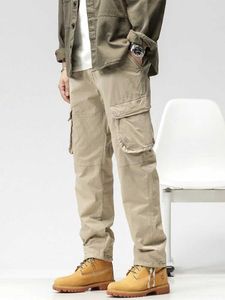 Herenbroeken lente/zomer multi -pocket heren directe vrachtbroek militaire stijl tactische broek heren katoen casual werkbroek j240429