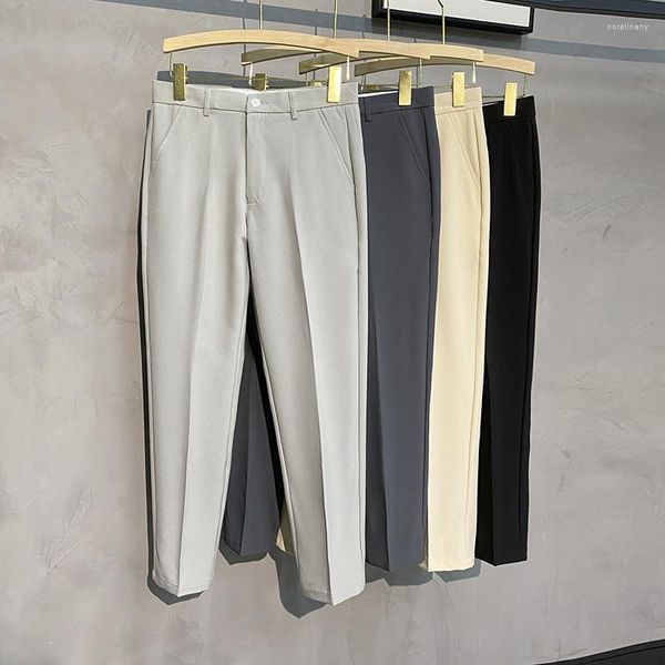 Pantalones de hombre, traje de primavera y verano para hombre, sin necesidad de planchar, pierna recta, sueltos, informales, de negocios, estilo británico