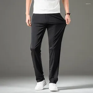 Pantalon homme printemps été mince coupe ajustée Stretch noir décontracté mode affaires classique solide gris foncé pantalon marque masculine