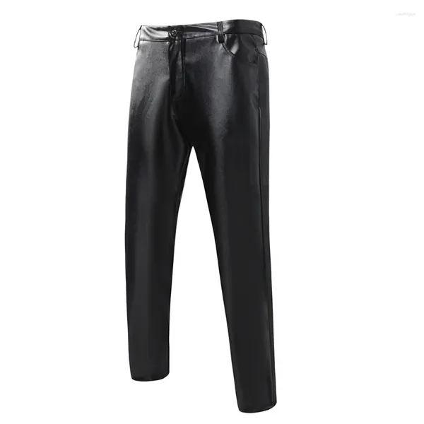 Les pantalons pour hommes se démarquent de la foule avec un pantalon long en simili cuir coupe slim noir kaki gris bleu ou rouge