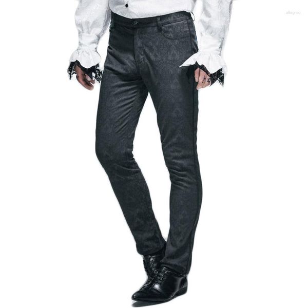 Pantalones de hombres steampunk hombre invierno victoriano gótico punk negro recién llegada