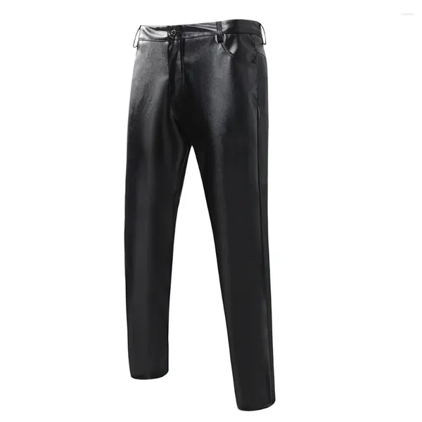 Les pantalons pour hommes intensifient votre jeu de mode avec un pantalon crayon en simili cuir, coupe cintrée, noir kaki gris bleu ou rouge