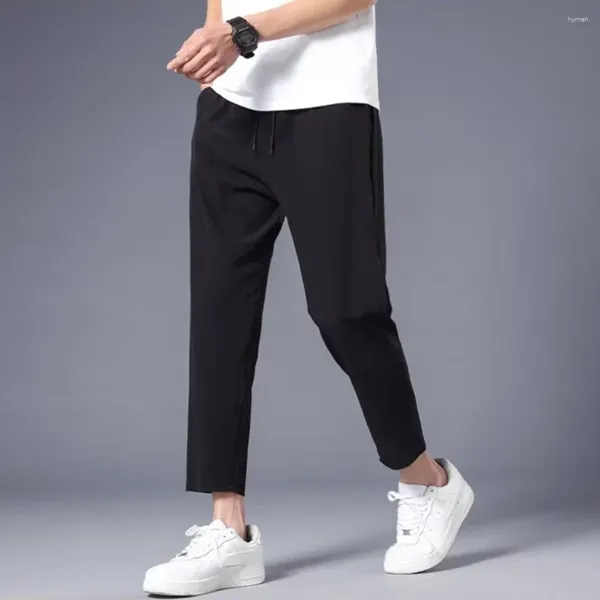 Pantalones de hombre Pantalones de chándal rectos Recortados Casual Estiramiento Entrenamiento Pista Jogger Bolsillo Gimnasio Color sólido