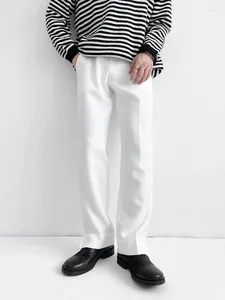 Pantalon pour homme Tube droit Loisirs Style long Style polyvalent Semi-élastique Tendance de déplacement Tempérament vertical Couleur unie