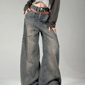 Herenbroeken Street American Retro Gemaakt Wijde Pijpen Gepersonaliseerde Jeans Dames Afslankend Ontwerp Hoge Losse Rechte Casual Y2k