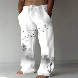 Pantalones de hombre street casual wideleg pants hombres versión coreana moda suelta recta wideleg pants 3D impresión digital pantalones 220922
