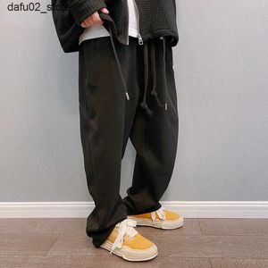 Herenbroek Street Fashion Trend Loose Fit Sports Pants voor heren Harajuku Casual rechte joggers broek voor Koreaanse paren Q240417