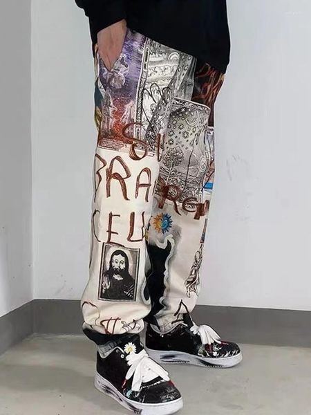 Pantalones de chándal de estilo hip hop callejero para hombre, pantalones de alta calidad para hombre y mujer, arte a la moda, grafiti informal