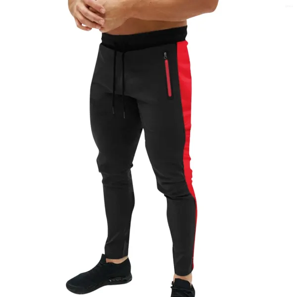 Pantalones para hombres pantalones callejeros fitness con cremallera de deportes delgados bolsillos casuales jogger gimnasio ropa 2024 estilo coreano