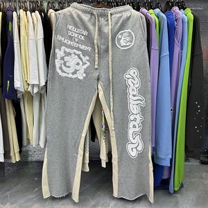 Herenbroek streetwear studios broek mannen vrouwen 1: 1 wijd uitlopende grijze katoen traagtas