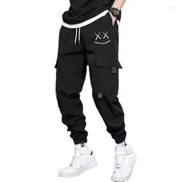 Pantalons pour hommes Streetwear Hip Hop Joggers Hommes Lettre Rubans Poches Cargo Piste Tactique Casual Pantalon Mâle Pantalon de Survêtement X9