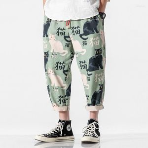 Pantalones para hombres streetwear hombre verano arem impreso casual hombre arajuku estilo de gran tamaño