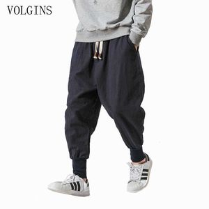 Pantalon homme Streetwear hommes sarouel Style japonais décontracté coton lin pantalon homme survêtement pantalon chinois Baggy pantalon grande taille 5XL W0325