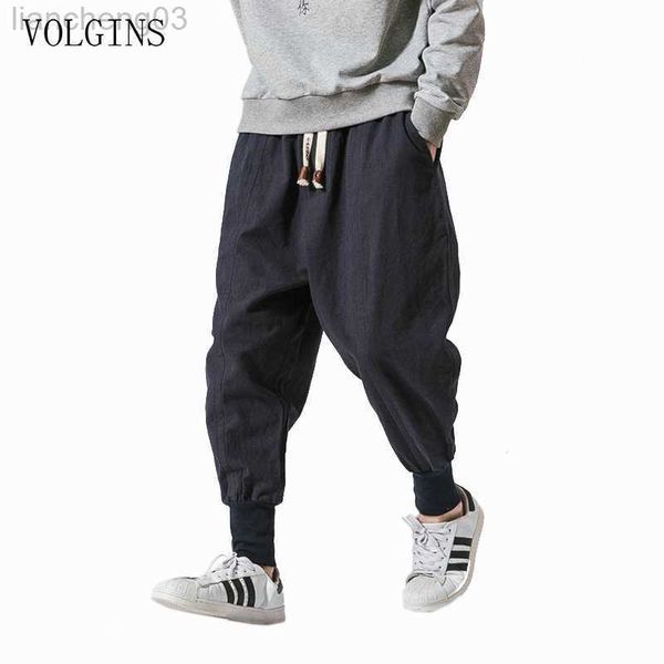 Pantalon homme Streetwear hommes sarouel Style japonais décontracté coton lin pantalon homme survêtement pantalon chinois Baggy pantalon grande taille 5XL W0411