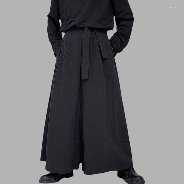 Pantalon masculin streetwear hommes kimono samurai décontracté jambe large style chinois hanfu tang pantalon masculin kendo uniformes